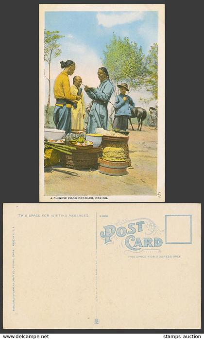 China Old Colour Postcard A Chinese Food Peddler Roadside Seller Vendor Chinaman
