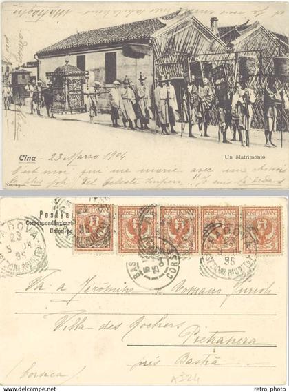 Cpa Asie, Chine, Cina – Un Matrimonio ( postée d’Italie vers Bastia )