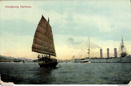 CPA Hongkong China, Hongkong Harbour, Segelschiff, Dampfschiff, Hafen