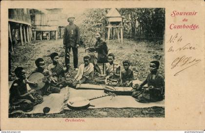 CPA Kambodscha, Orchestre, Musiker in Volkstrachten