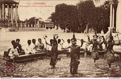 CPA Phnom Penh Kambodscha, Danseuses du Palais, Orchestre