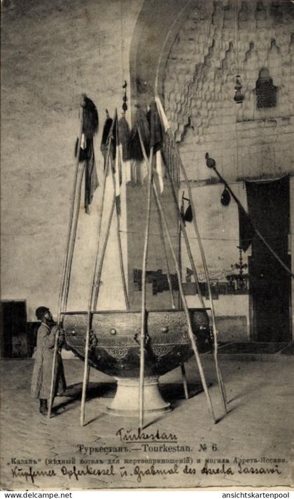 CPA Türkistan Kasachstan, kupfernder Opferkessel, Grabmal