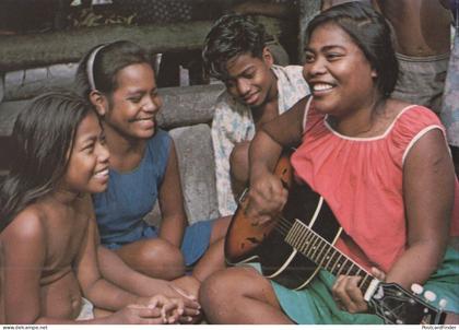 Kiribati Musicians Taiwan China Republic Guitar Singing Rare Postcard