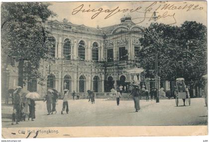 Chine - China - Hong Kong - City Hall - Carte Postale pour Marseille (France) - 1er mai 1920