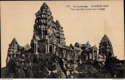 CPA Angkor Wat Kambodscha, Angkor Wat, zentrale Turm, drei Ecktürme