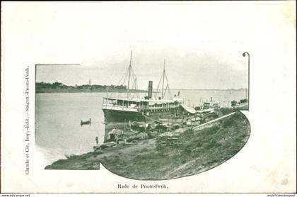 CPA Phnom Penh Kambodscha, Rade, Dampfer