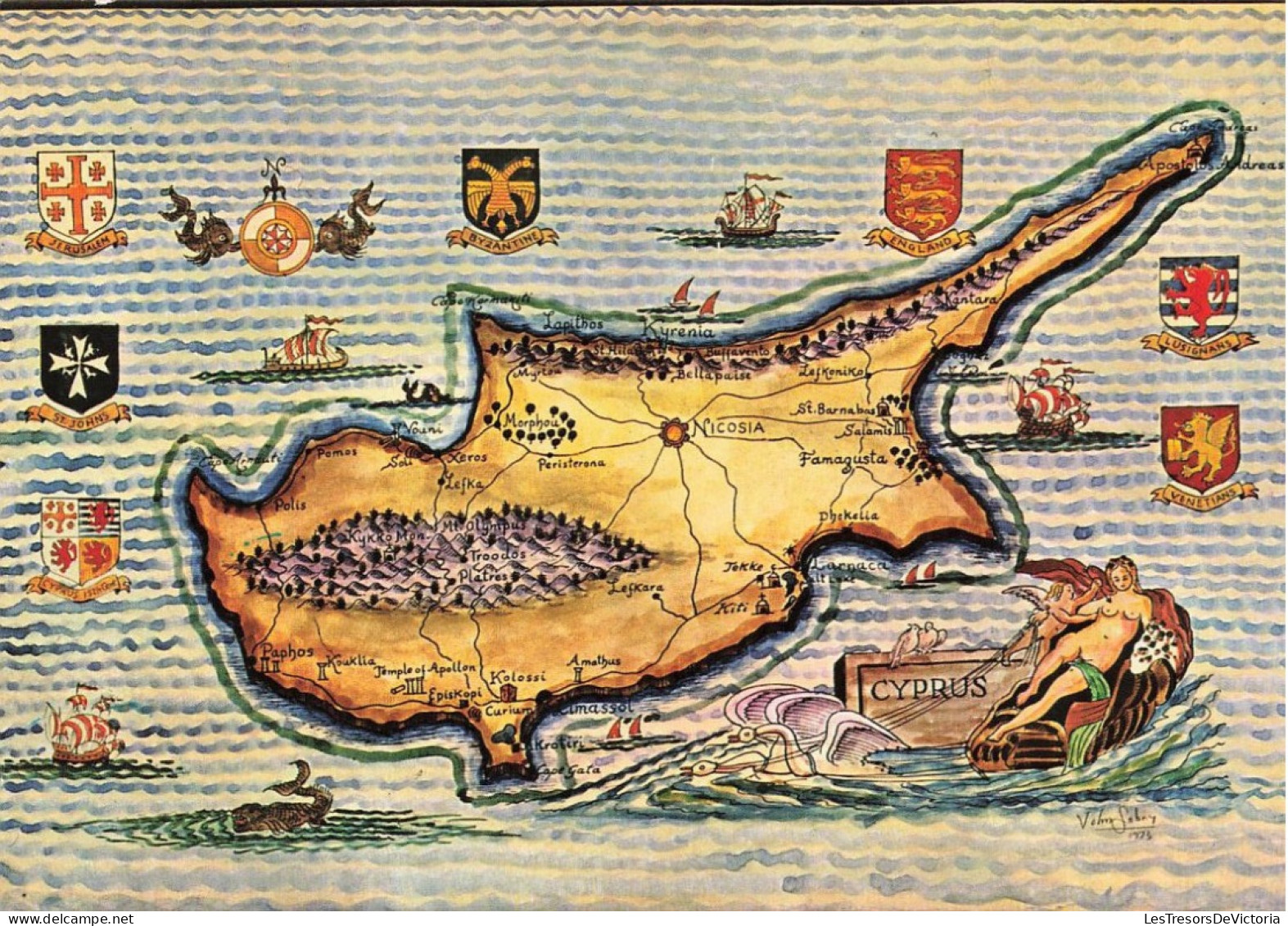 CHYPRE - Map of Cyprus - Plan de Chypre - Die Karte Von Zypern- Carte Postale