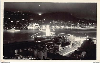 China - HONG KONG - Panorama by Night - REAL PHOTO