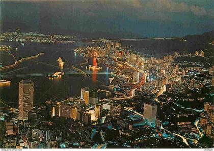 Carte Postale - Chine - Hong Kong - Big night glimmers like stars - vue aérienne - immeubles architecture - Hong Kong -