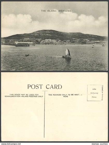 China Old Postcard The Island Wei Hai Wei Weihaiwei Sailing Boat Pier Jetty Hill
