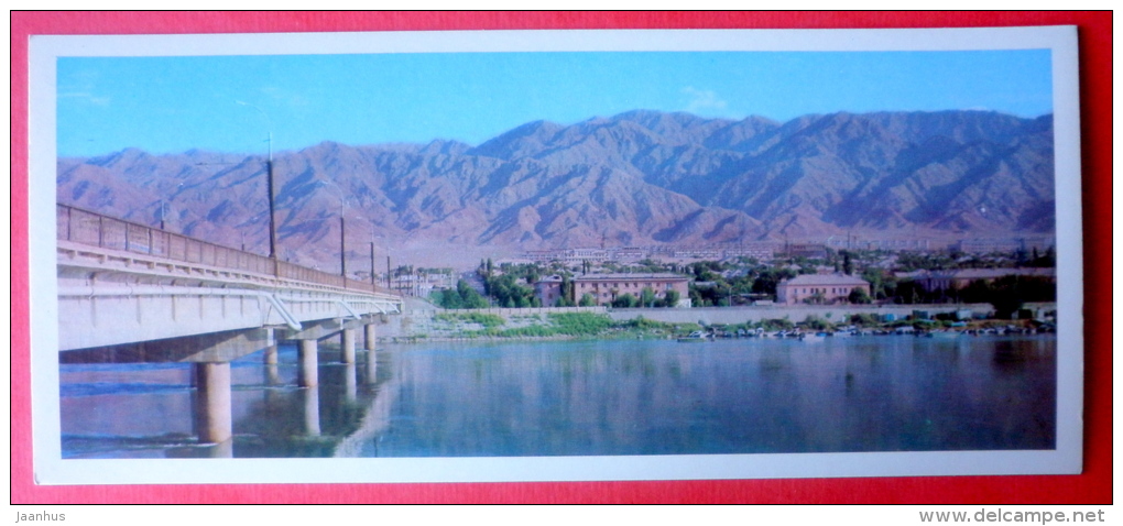 city panorama - bridge - Leninabad - 1974 - Tajikistan USSR - unused