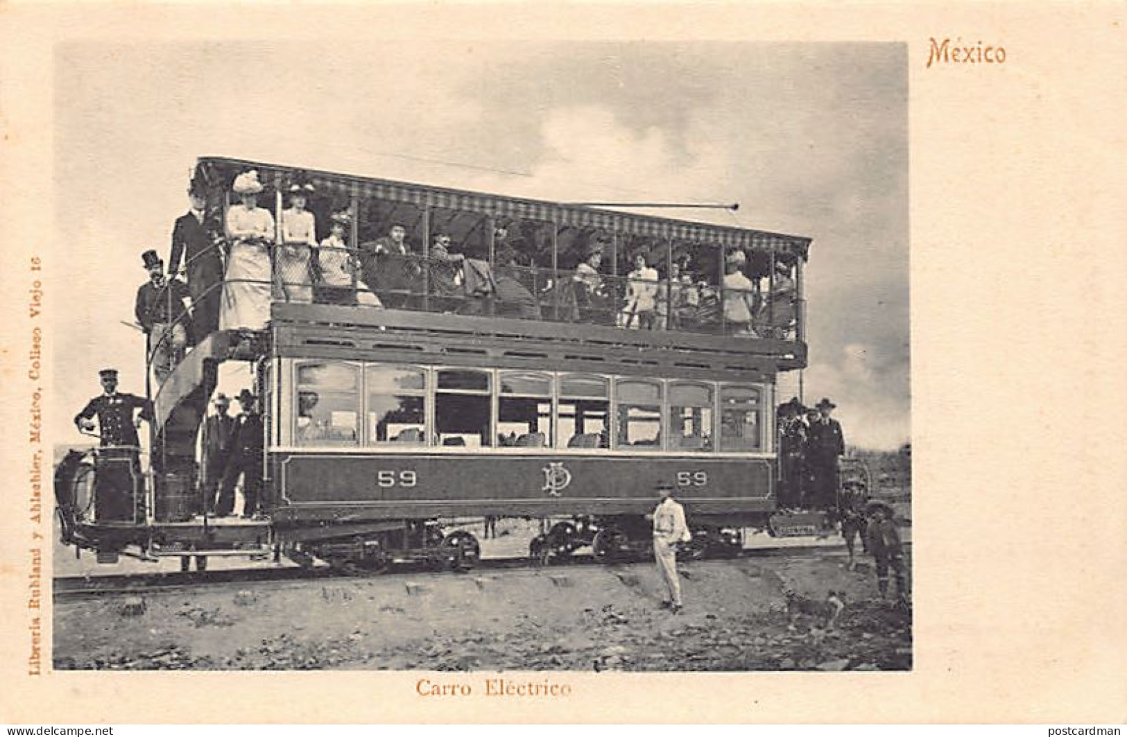 Ciudad de México - Carro Eléctrico 59 - Ed. Ruhland & Ahlschier