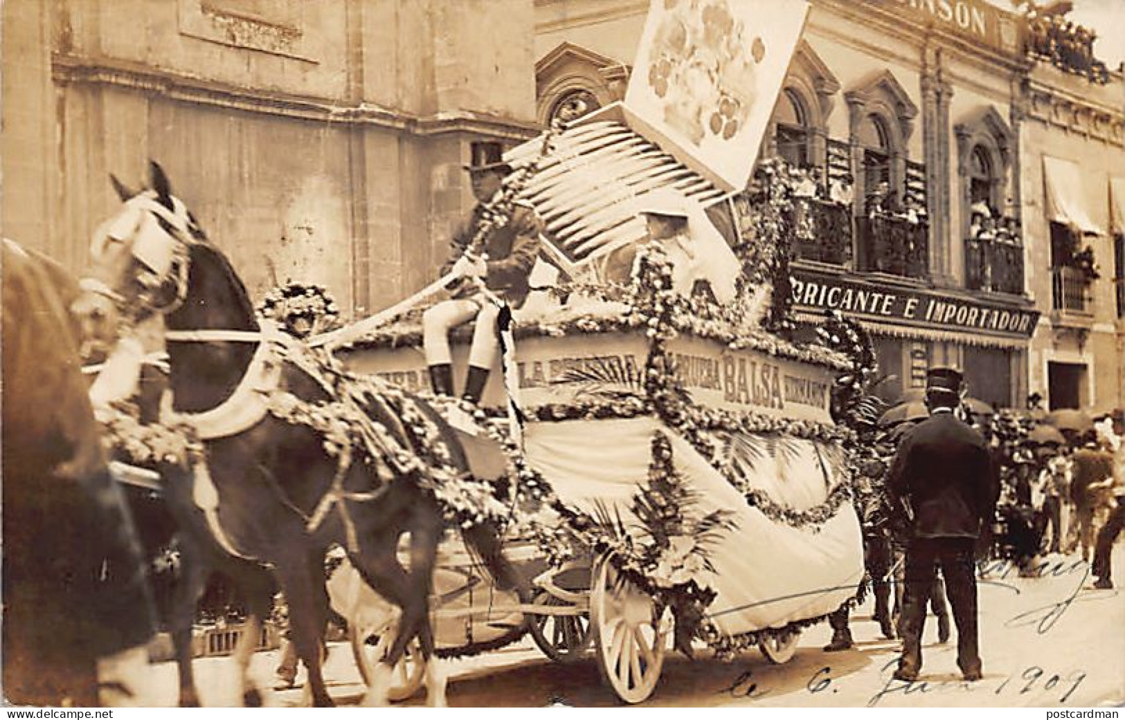 Ciudad de México - Fiesta Floral, Carro de Balsa Hermanos (La Prueba) - REAL PHOTO - Ed. Garcia.