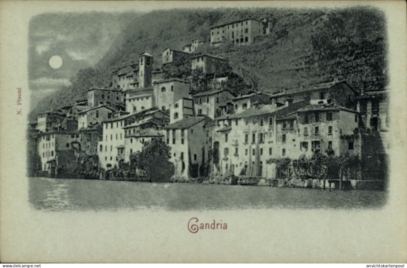 Clair de lune CPA Gandria Lago di Lugano Tessin Schweiz, Teilansicht, Ort bei Nacht