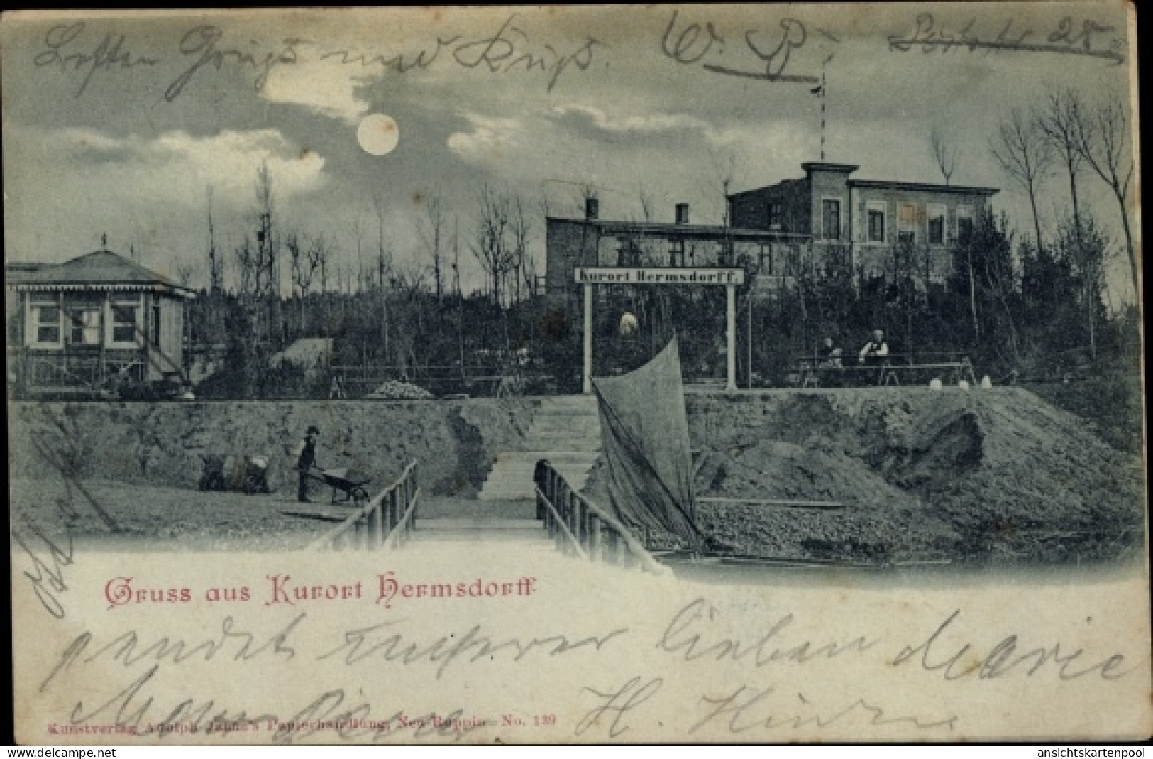 Clair de lune CPA Hermsdorf Münchehofe in Brandenburg, Kurort