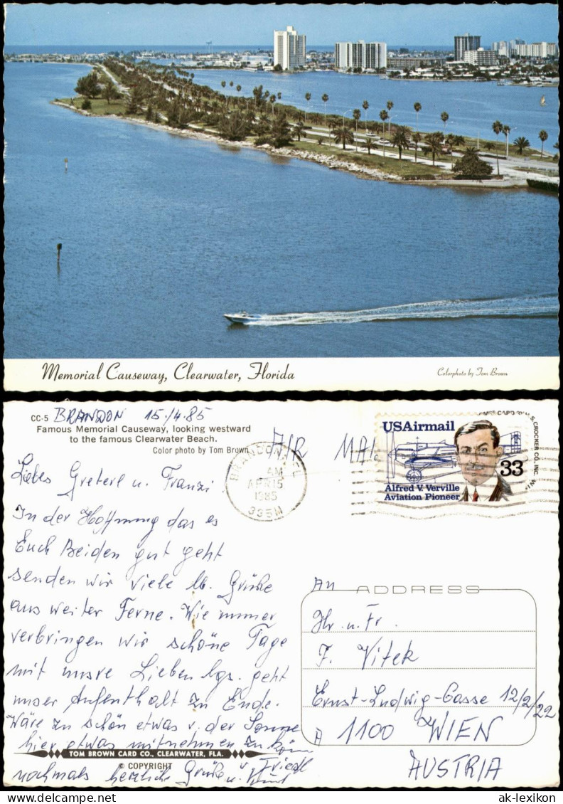 Clearwater (Florida) Clearwater Beach Aerial View, Luftaufnahme Florida 1985