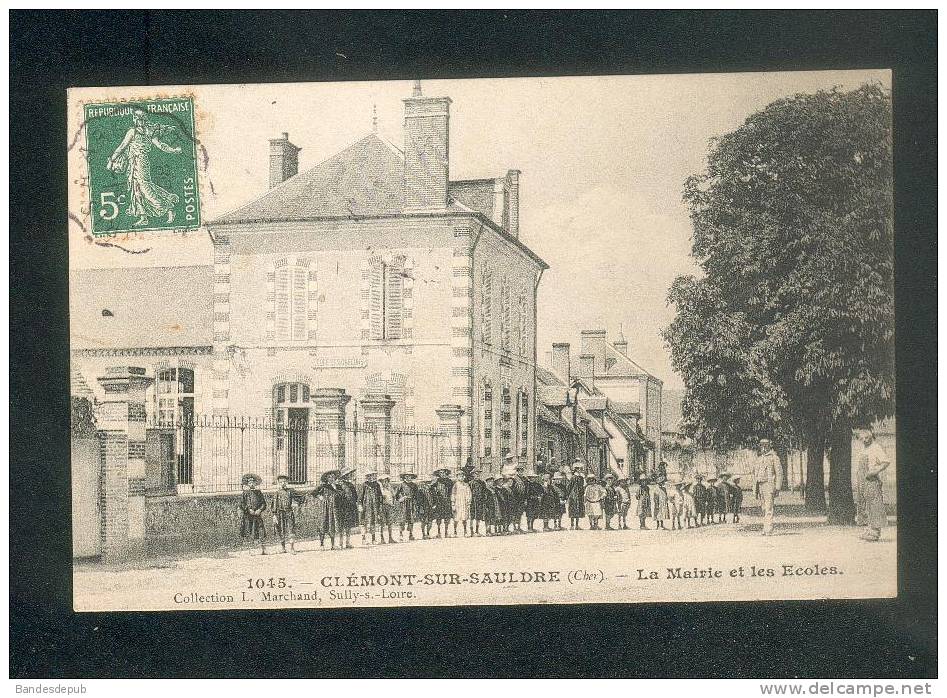 Clémont sur Sauldre (18) - La Mairie et les Ecoles ( école animée enfants Collection L. Marchand 1045)