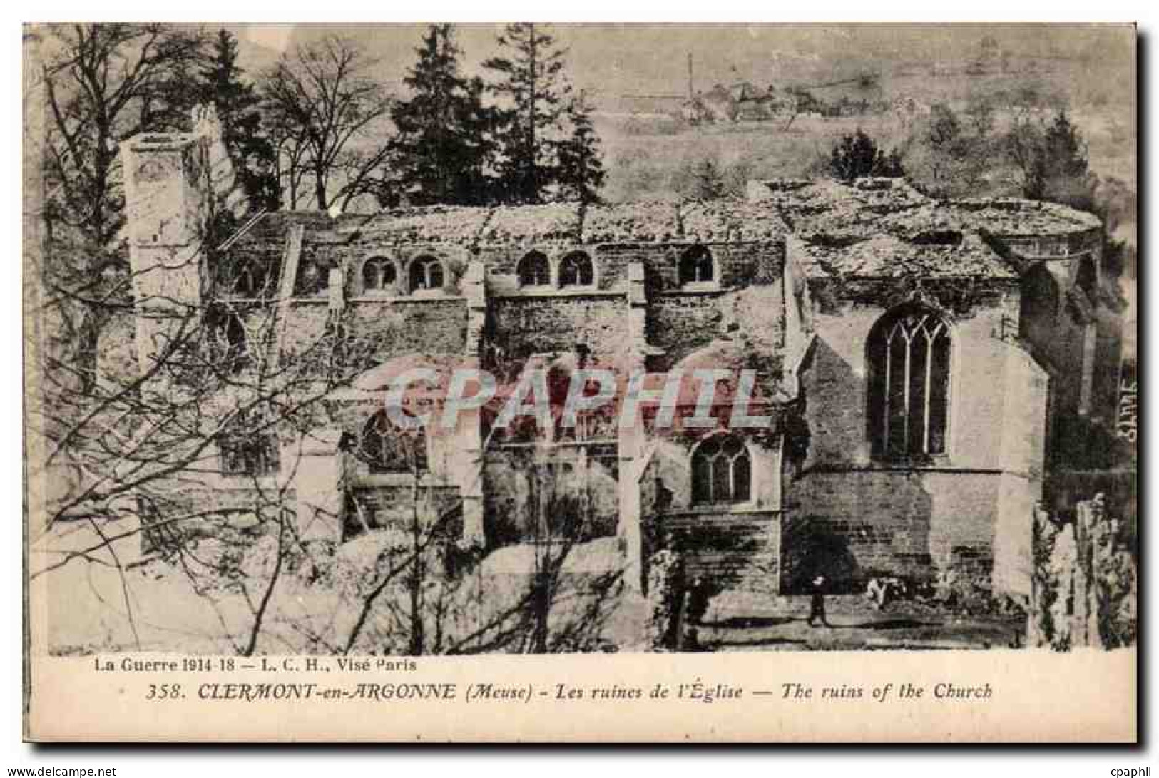 Clermont en Argonne CPA Les ruines de l'eglise