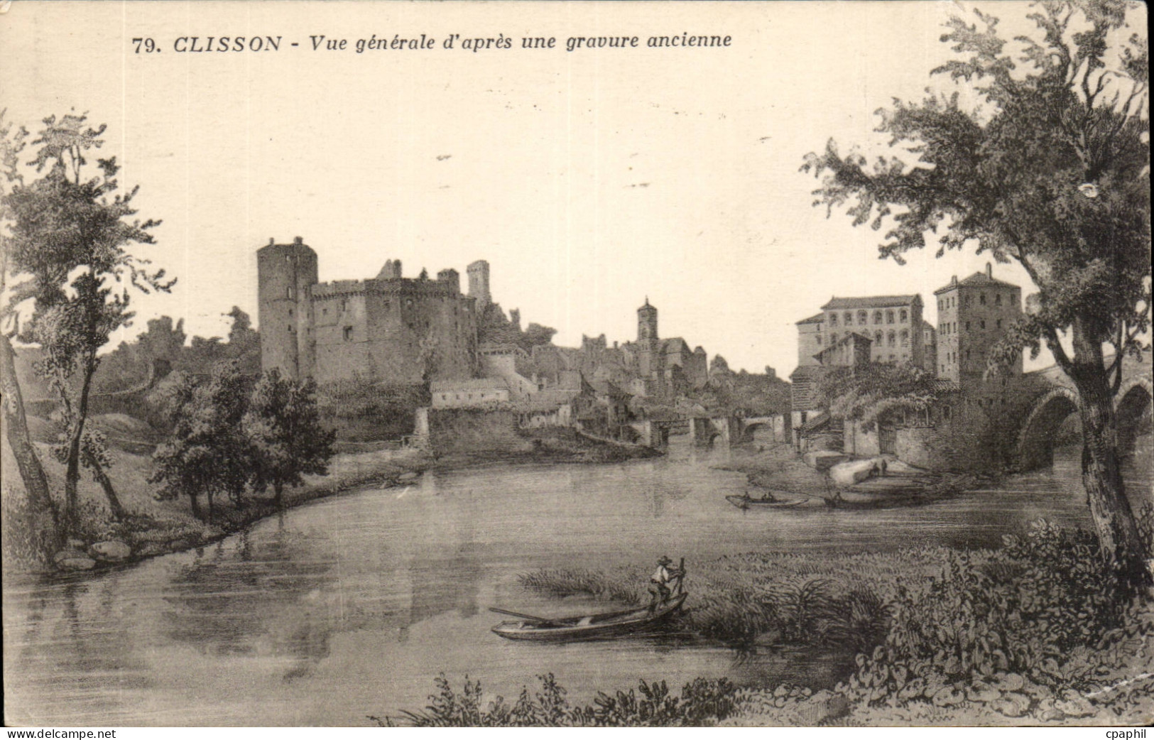 Clisson CPA Vue generale d'apres une gravure ancienne
