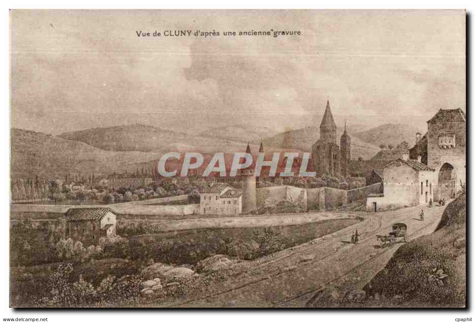 Cluny - Vue de Cluny d apres une ancienne gravure - CPA