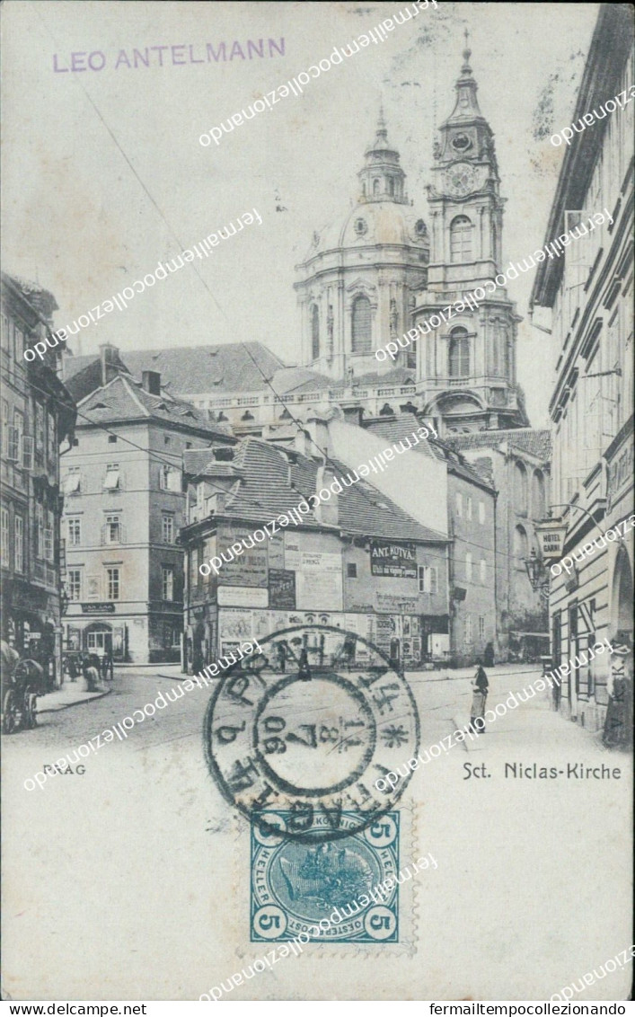 cm184 cartolina prag praga sct.niclas kirche repubblica ceca