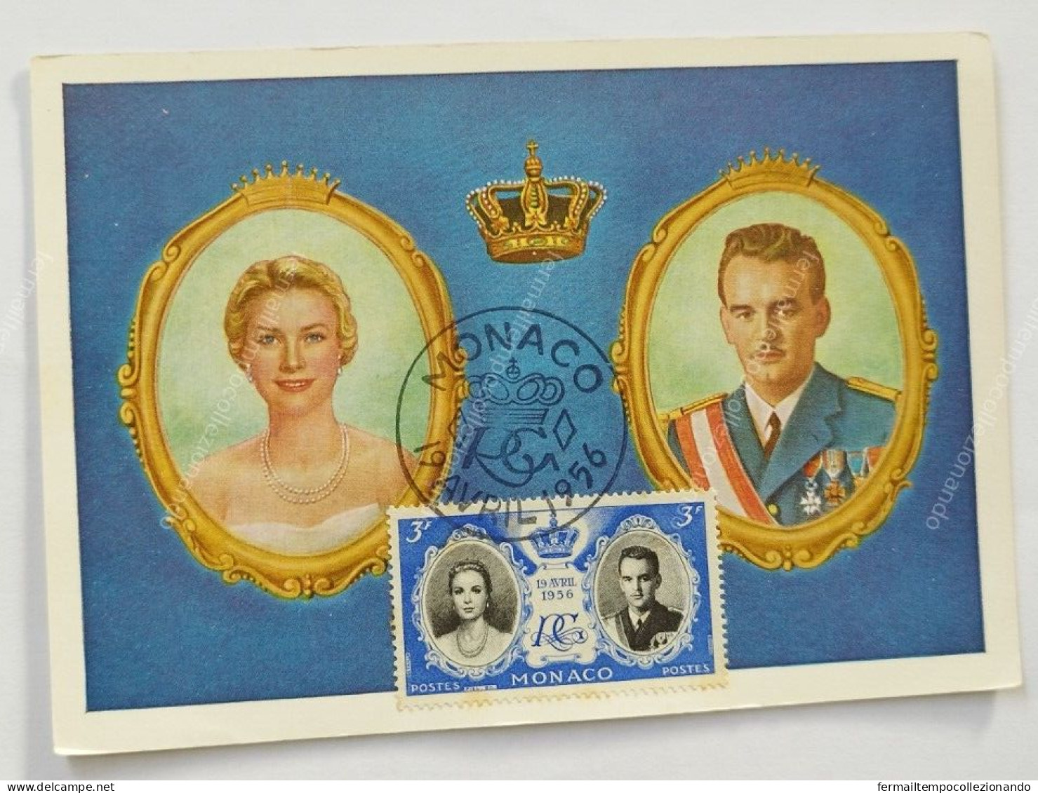cn1065 cartolina personaggi famosi reali di monaco mariage princier 1956
