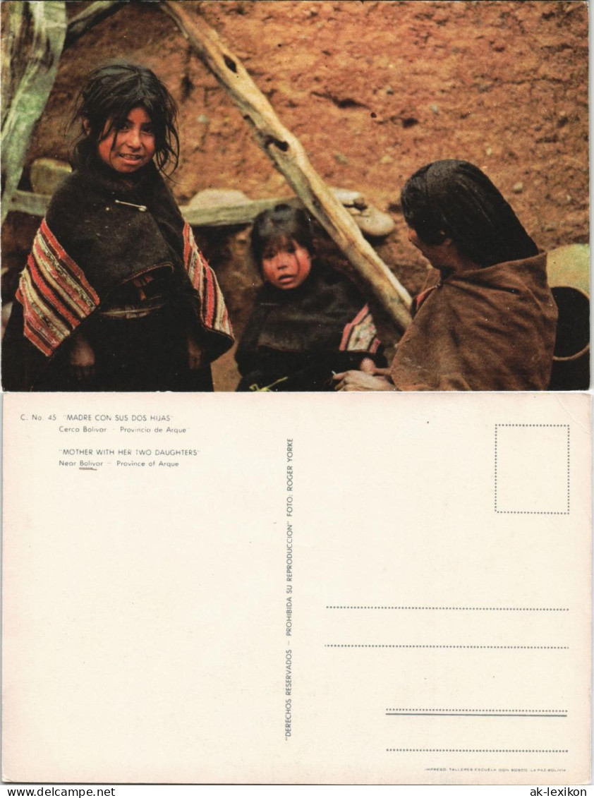 Cochabamba MADRE CON SUS DOS HUAS Cerca Bolivar Provincia de Arque 1975