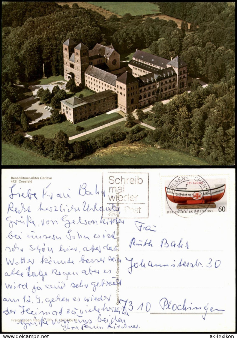 Coesfeld Benediktiner-Abtei Gerleve v. Flugzeug aus, Luftaufnahme 1980