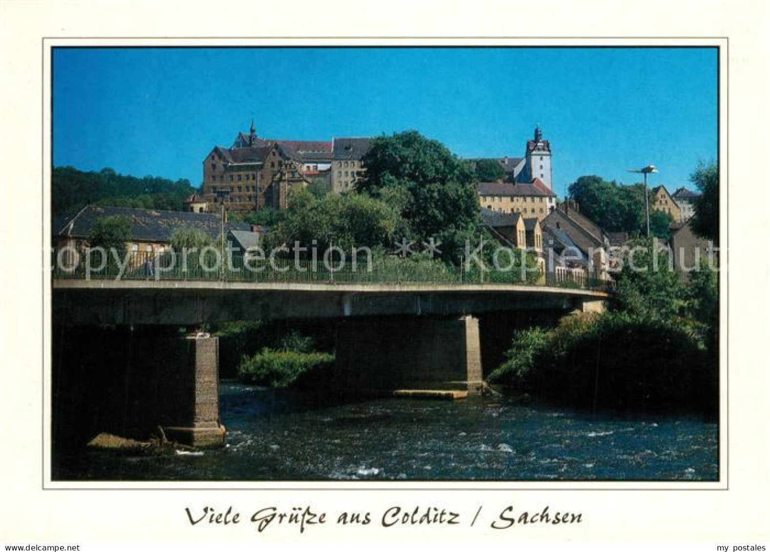 Colditz Schlosskomplex Bruecke Muldepartie