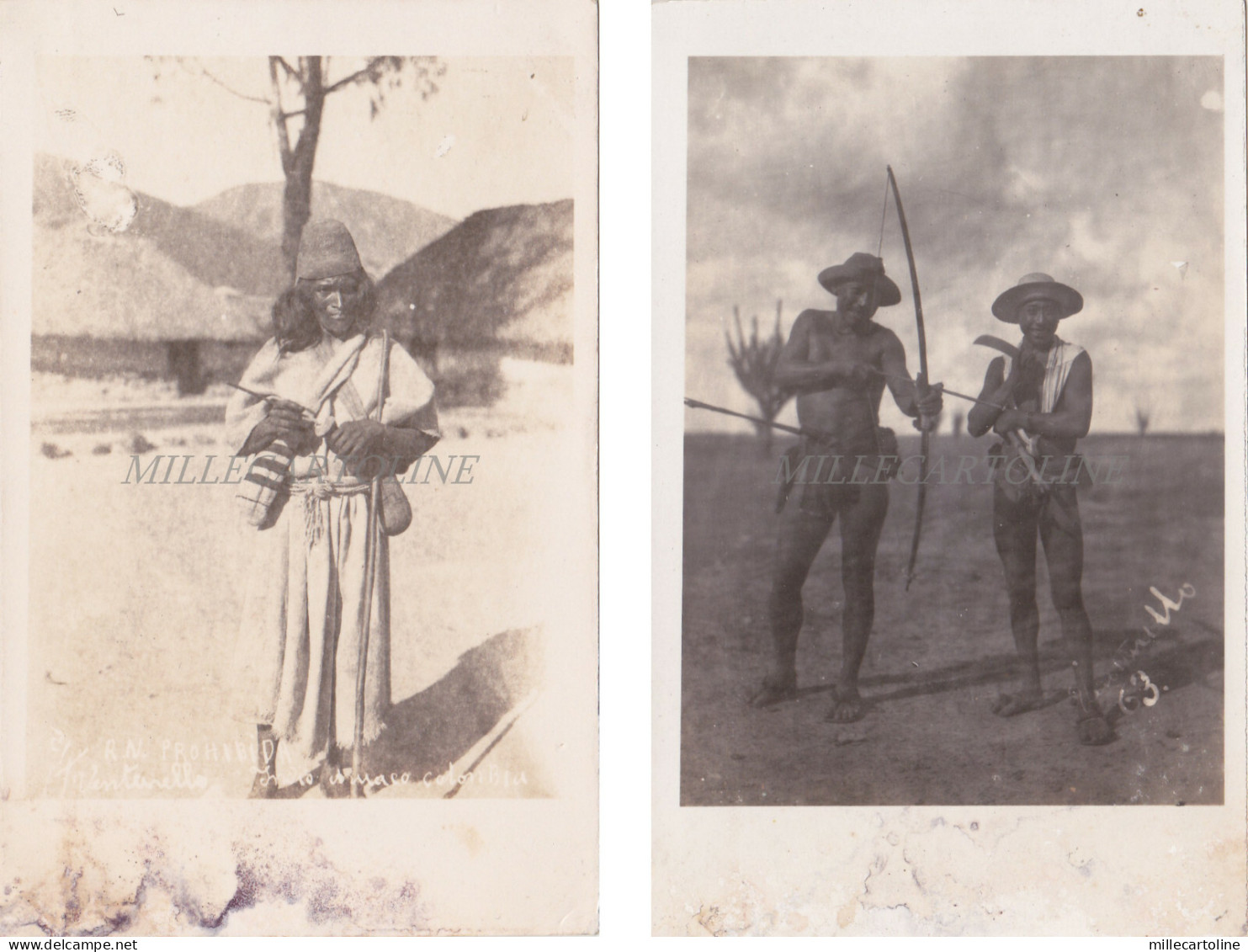 COLOMBIA - Indios - 2 Photo Postcard