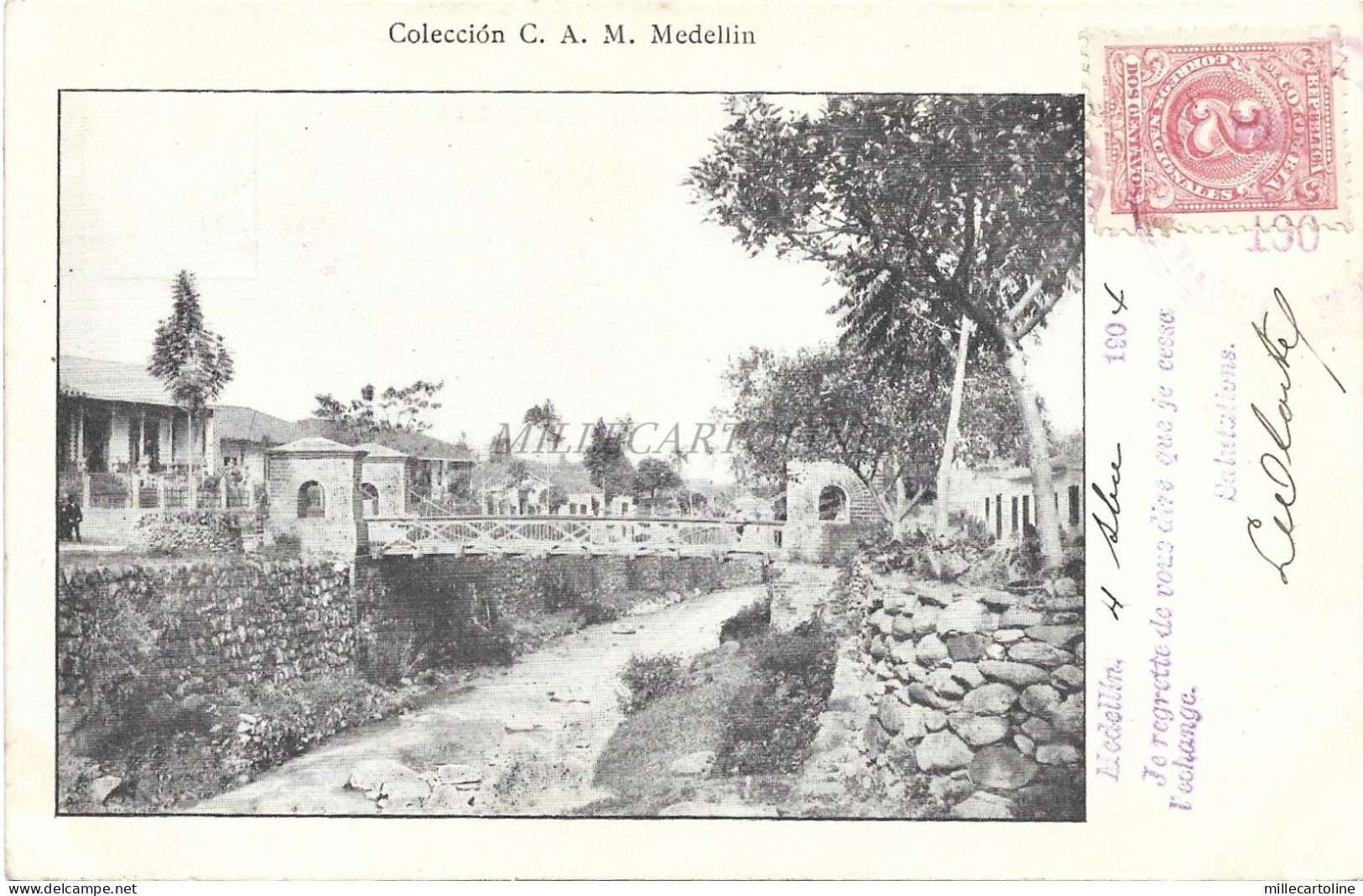 COLOMBIA - Medellin 1904 Postcard C.A.M.