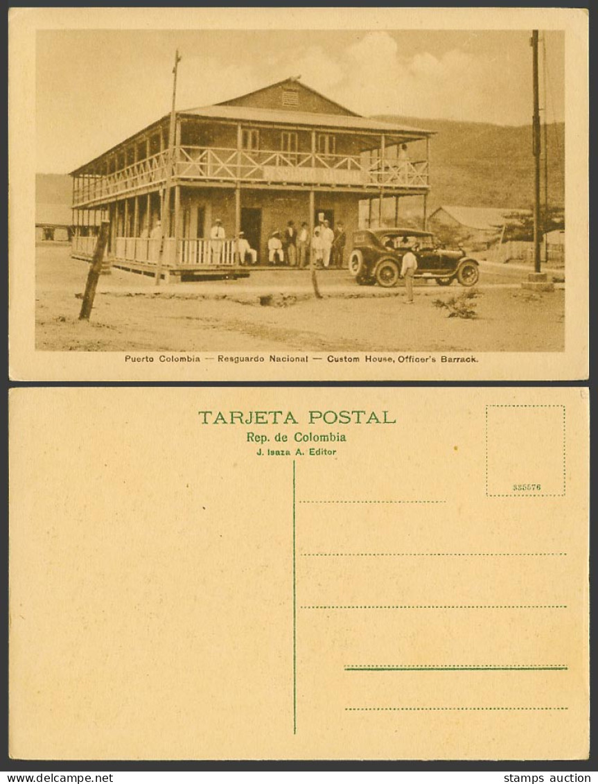 Colombia Old Postcard Puerto Colombia Custom House Officer's Barrack V Motor Car