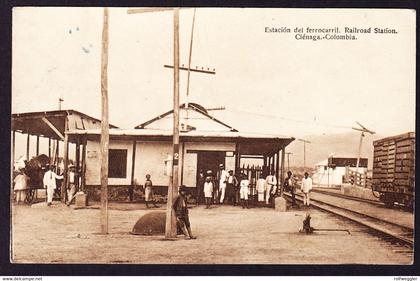 1921 Railroad Station, Cienaga, Kolumbien. Bahnhof. Gelaufene AK nach Manchester.