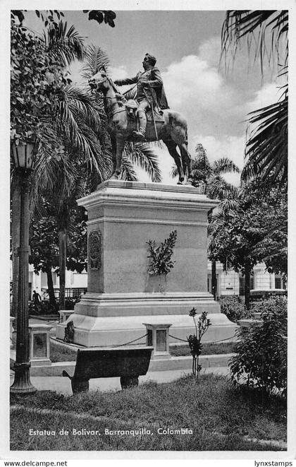 L334 Colombia Barranquilla Statue of Bolivar postcard