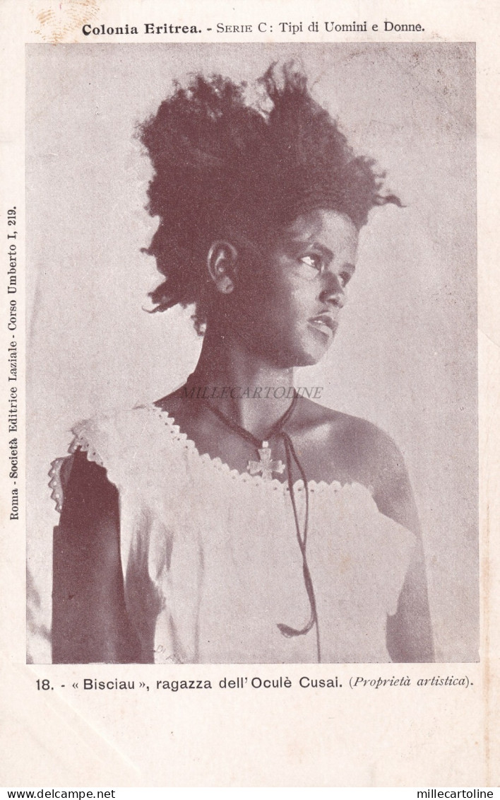 COLONIA ERITREA - Tipi di Uomini e Donne - Bisciau Oculè Cusai 1901 Postcard