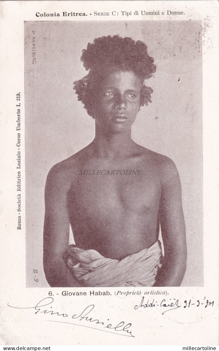 COLONIA ERITREA - Tipi di Uomini e Donne - Giovane Habab 1901 Postcard