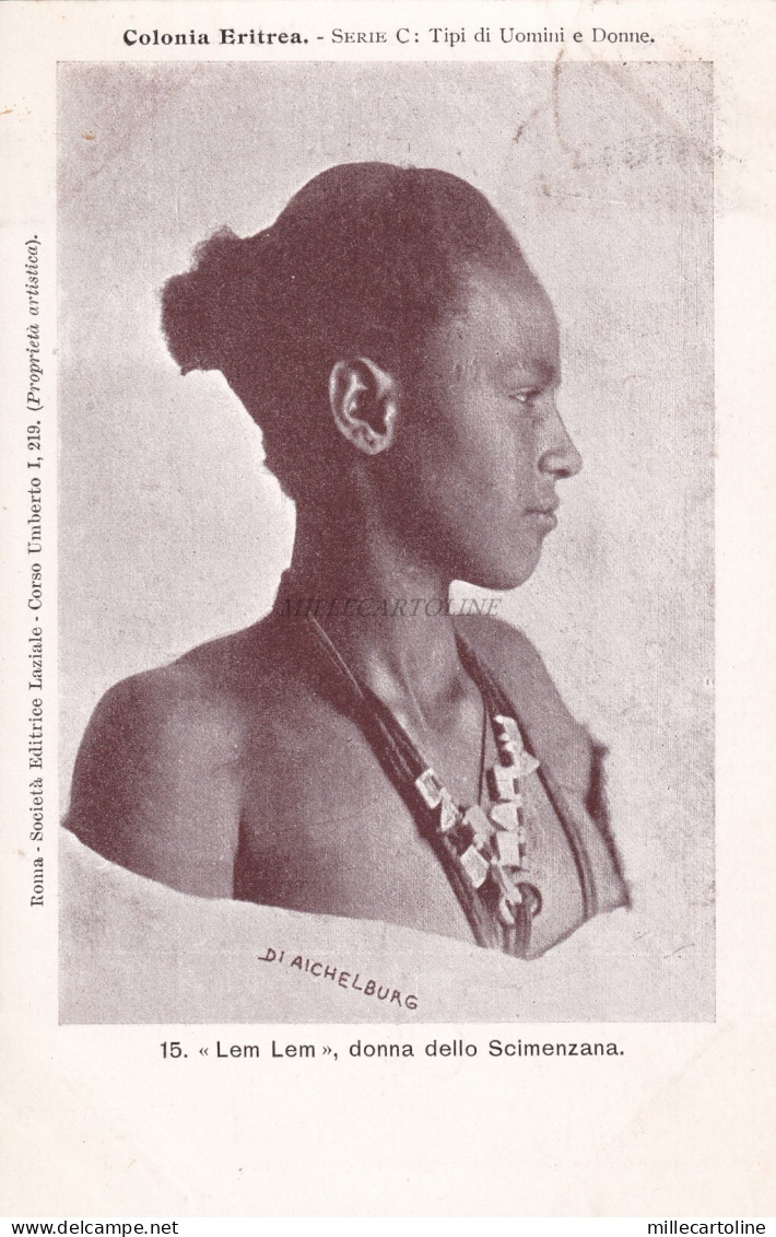 COLONIA ERITREA - Tipi di Uomini e Donne - Lem Lem Scimenzana 1901 Postcard