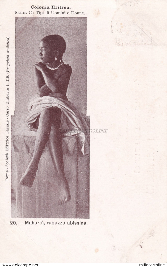 COLONIA ERITREA - Tipi di Uomini e Donne - Mahartù abissina 1901 Postcard