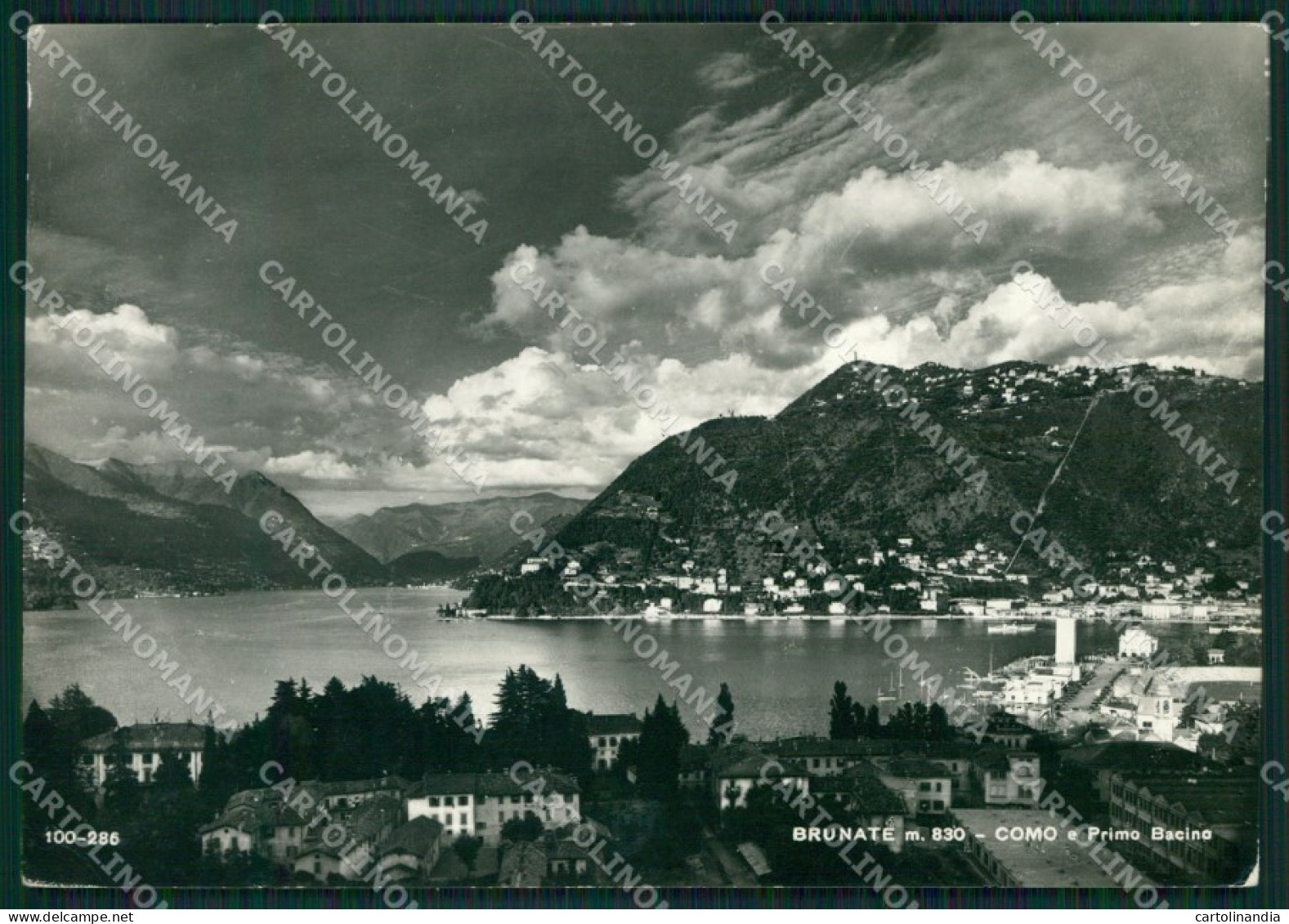 Como Brunate Lago di Como PIEGA Foto FG cartolina KB3371