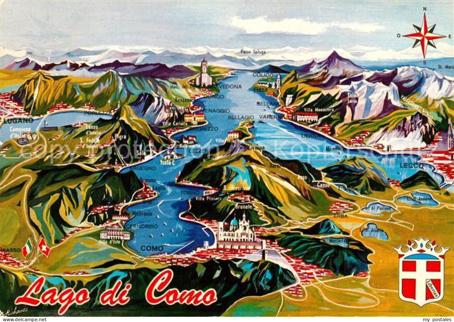 Como Lago di Como Panoramakarte