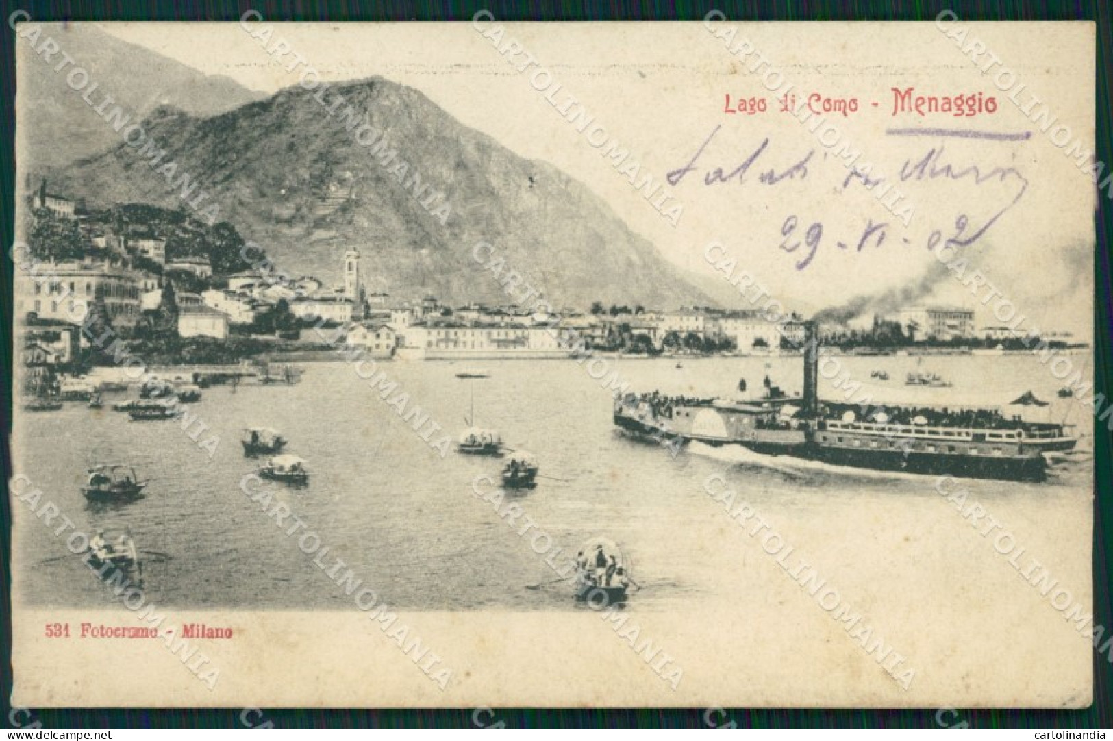 Como Menaggio Lago di Como Battello SCOLLATA cartolina MT3894
