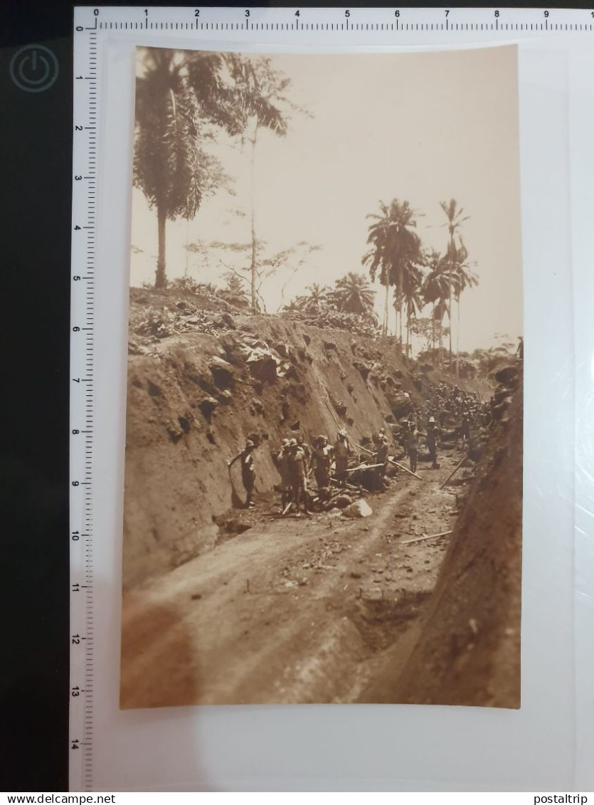 CONGO BELGA BELGE. POSTAL FOTOGRAFICA RPPC + NEGATIVO NEGATIF. 1920 1930. TRANCHEE GRANITE.