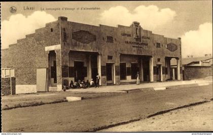 CPA Jadotville Likasi DR Kongo Zaire, Gebäude der Kompanie d'élevage et d'alimentation, Persone...