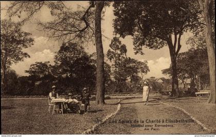 CPA Lubumbashi Elisabethville DR Kongo Zaire, Krankenhaus, Park