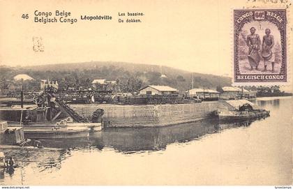 Belgian Congo Leopoldville Kinshasa Bassins Port postcard B983