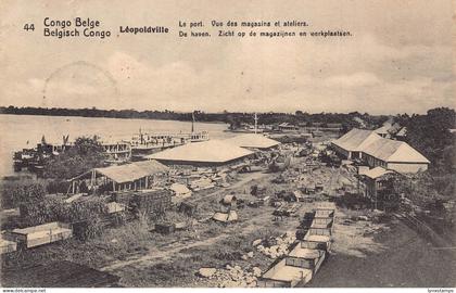 Belgian Congo 1920 Kinshasa Leopoldville Port Shops and Workshops postcard B983