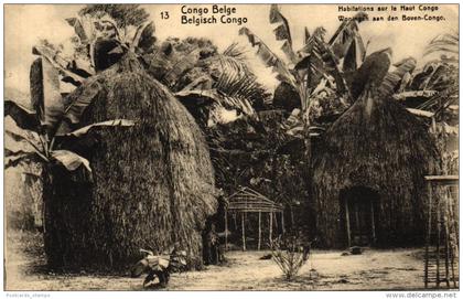 Belgisch Congo, Hütten, Dorf, um 1920 nach Brüssel versandt