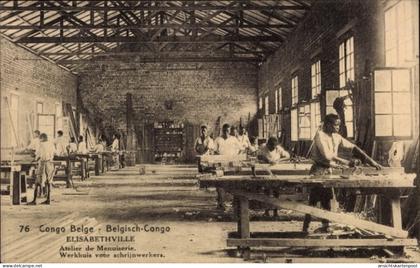 CPA Lubumbashi Elisabethville DR Kongo Zaire, Werkstatt, Tischler, Holzarbeiten, Atelier, belgisch
