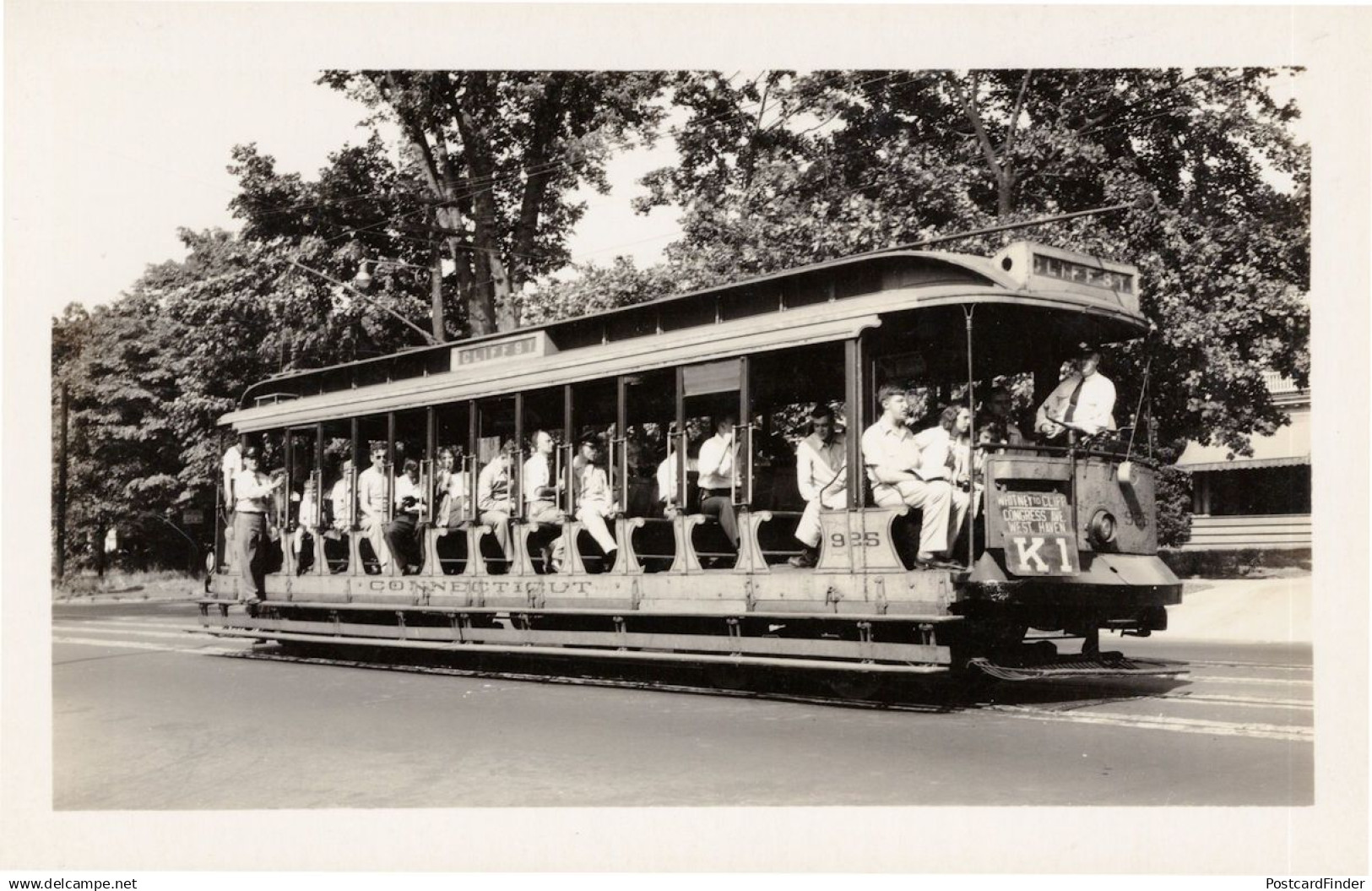 Connecticut Railway Whitney Avenue New Haven Train Tram WW2 USA Postcard
