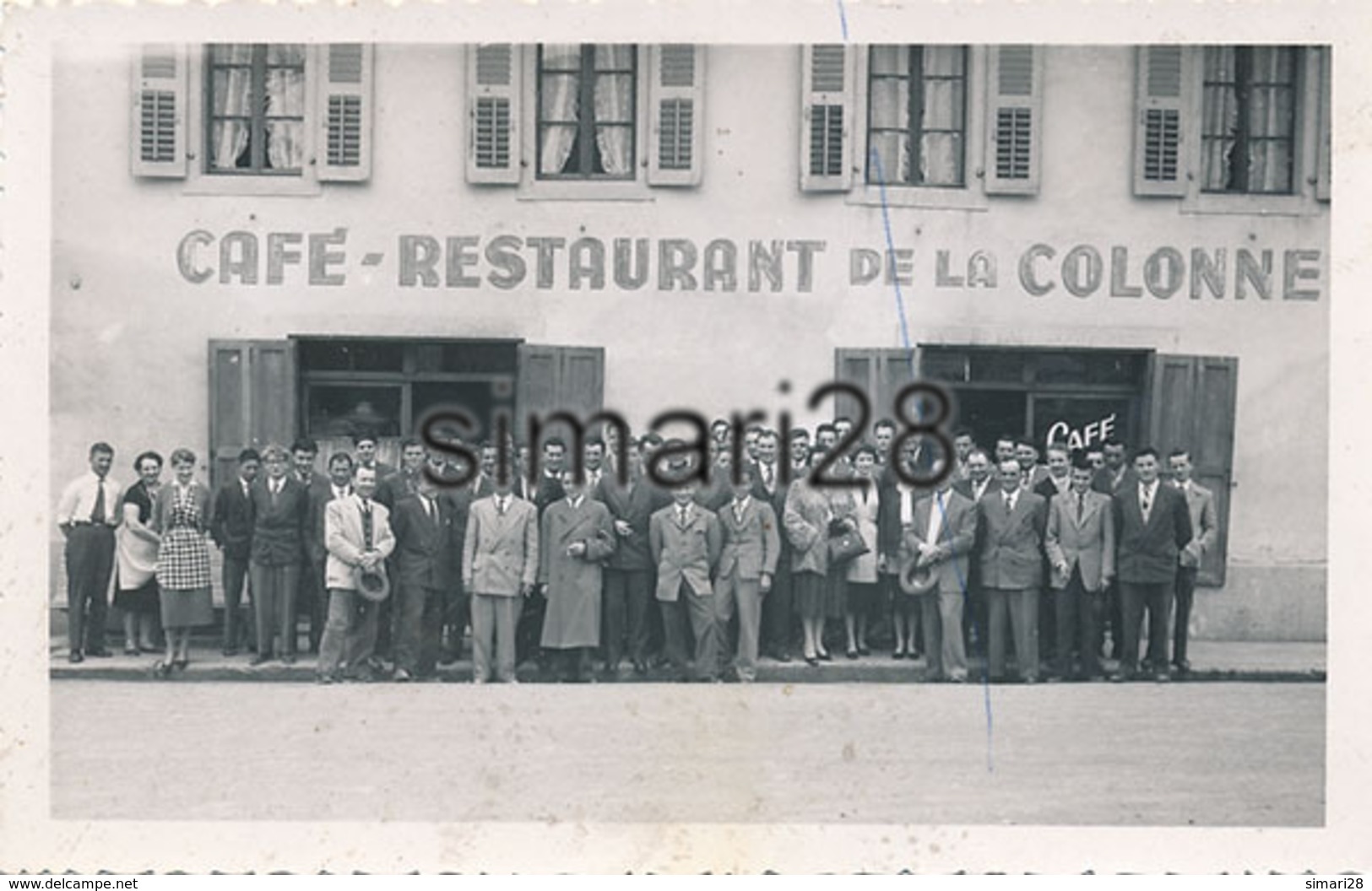 CONTAMINE SUR ARVE - CARTE PHOTO - CAFE RESTAURANT DE LA COLONNE - AMICALE DES ANCIENS ELEVES DE L'ECOLE D'AGRICULTURE